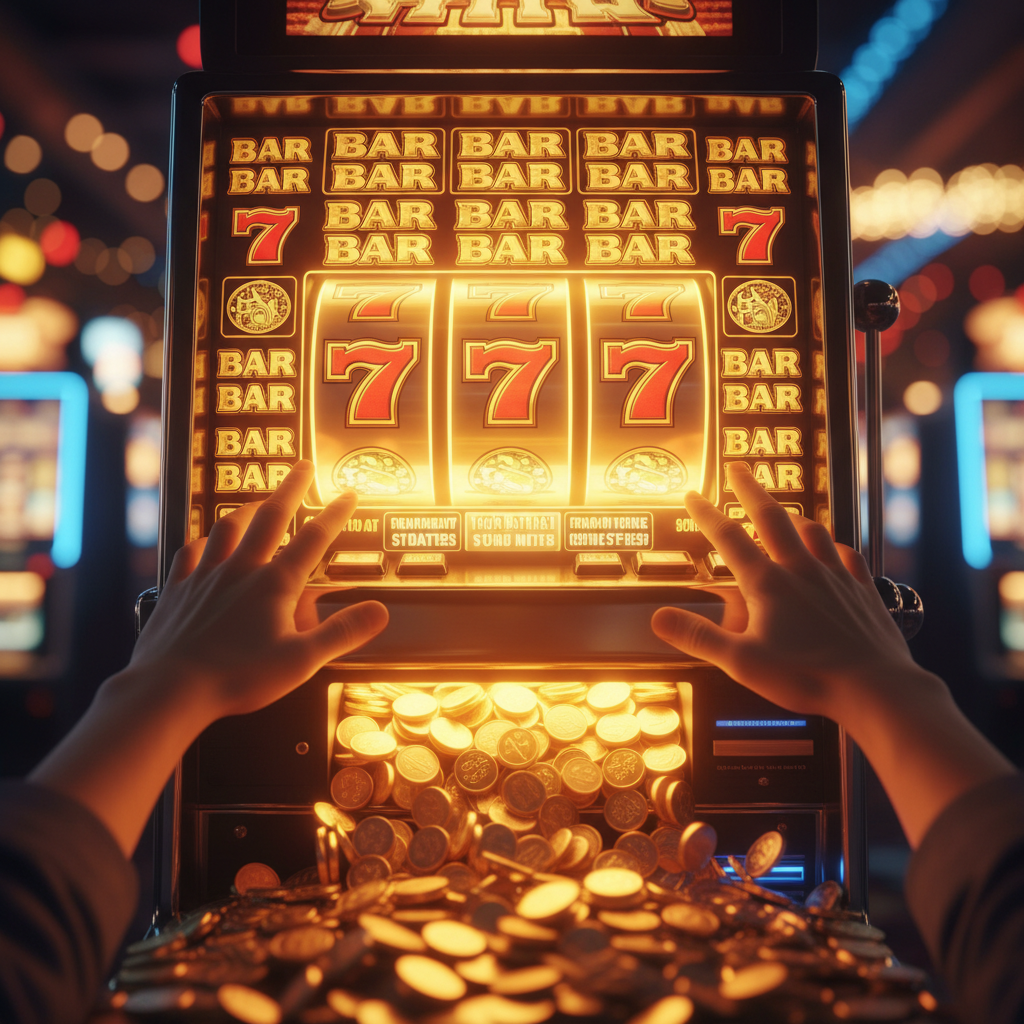 Slot machine close up win