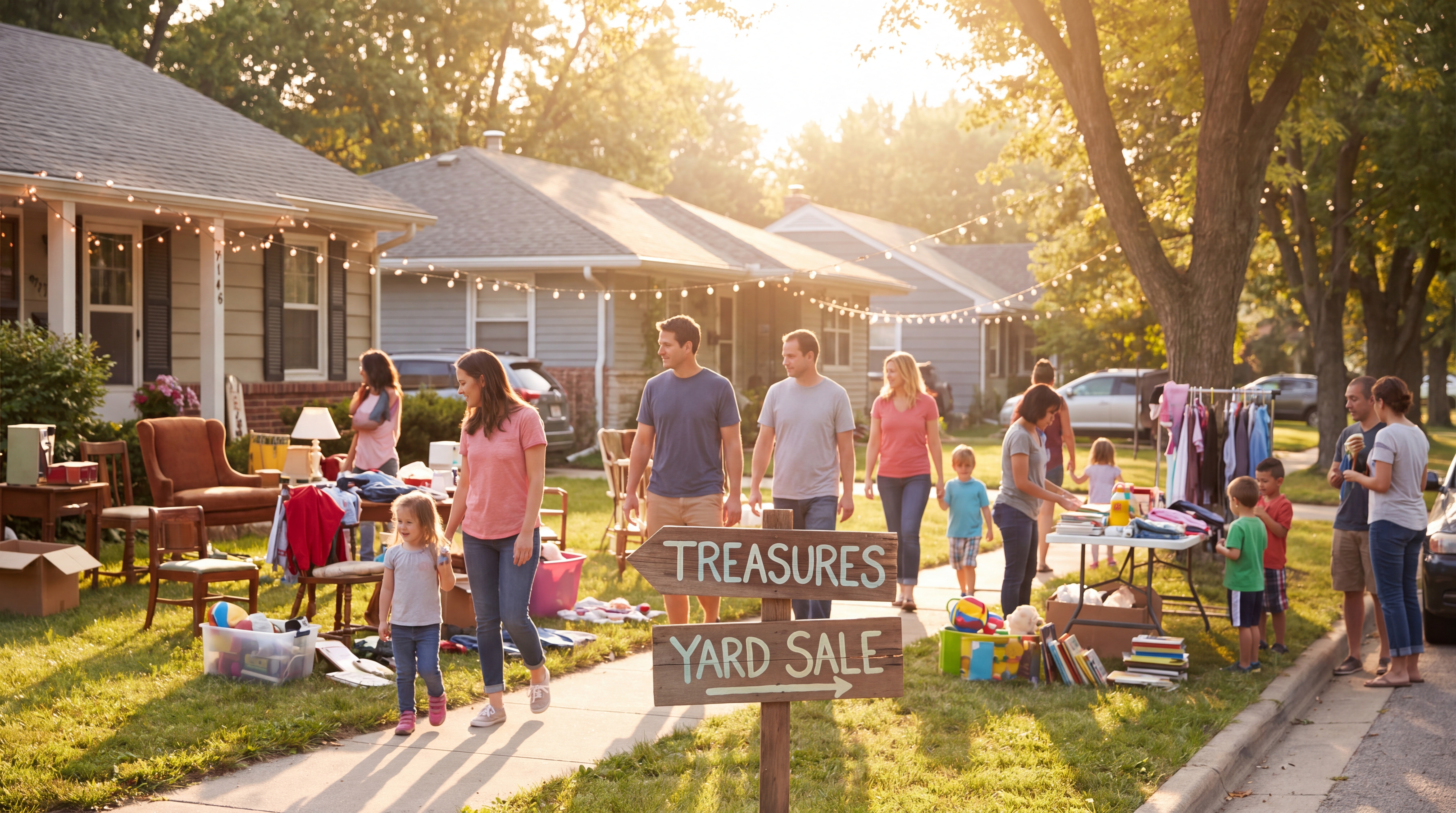 Sunny neighborhood garage sale