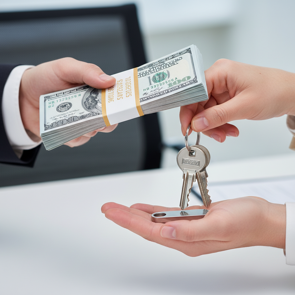 Cash and keys exchange at closing